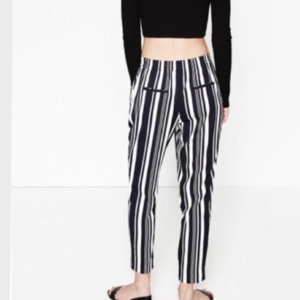 Zara striped pants in tonal gray